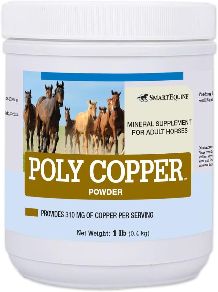 SmartEquine Poly Copper | Equine Horse Coat Supplements for Skin | Vitamins & Minerals Supplements for Horses Bones and Metabolism | 1 lb Jar