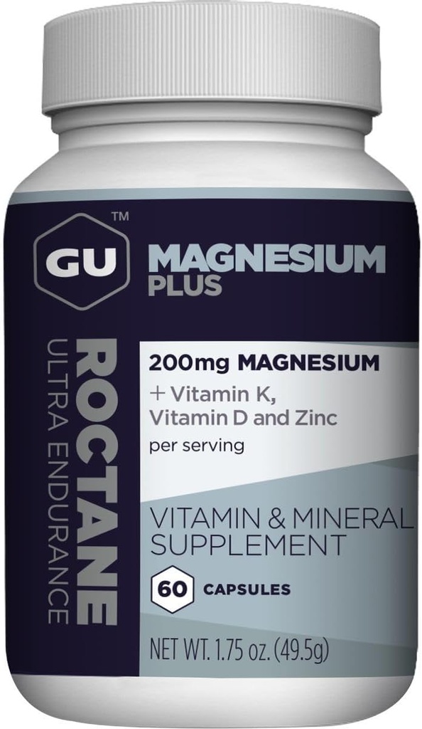 GU Energy Roctane Magnesium Plus Capsules with Vitamin K, D and Zinc, Informed Choice, Recovery Support After Any Workout, 60-Count Bottle (1-Month Supply)