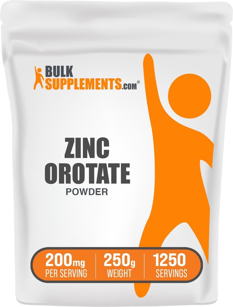 BulkSupplements.com Zinc Orotate Powder - Zinc Minerals Supplement, for Immune Support - Gluten Free, 200mg per Serving, 250g (8.8 oz) (Pack of 1)