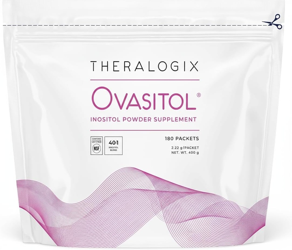 Theralogix Ovasitol Inositol Powder Packets - 90-Day Supply - Myo-Inositol & D-Chiro Inositol for Hormone Balance & Ovarian Function Support* - NSF Certified - 180 Packets