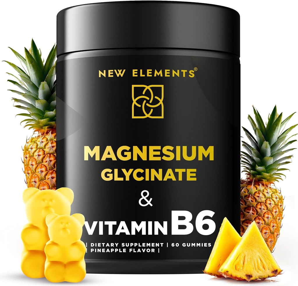 Magnesium Glycinate Gummies 500mg with Vitamin B6 100mg for Adults and Kids - High Absorption | Non-GMO | No Gluten | Stress Relief | Sleep & Relaxation | Muscle & Heart Support | Natural & Vegan