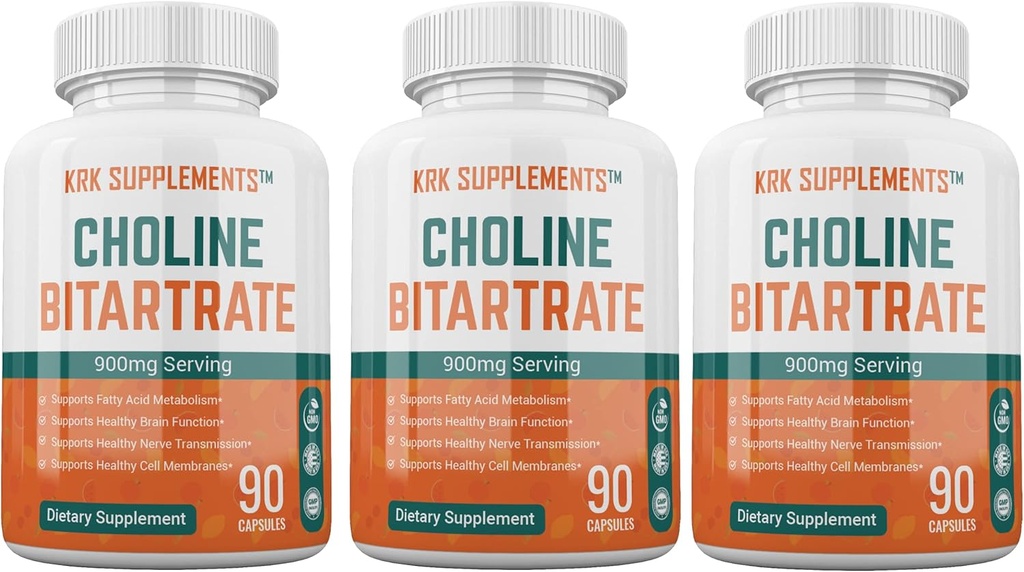 Bundle Combo for 3 Total Bottles of Choline Bitartrate 900mg Per Serving