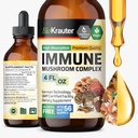 BIO KRAUTER Immune Support Mushroom Supplement - Lions Mane, Shiitake, Turkey Tail, Reishi, Chaga & Maitake Liquid Extract - Mushroom Complex Tincture - Vegan Drops 4 Fl.Oz.