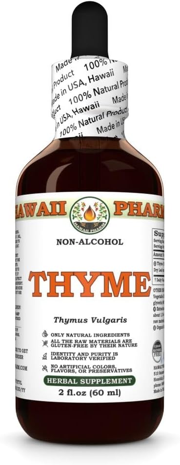 Thyme Alcohol-Free Extract, Glycerite for Antioxidant Support, Promotes Respiratory Comfort, Boosts Immunity, Nourishes Skin & Hair, Supports Natural Defense - 2 fl.oz