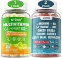 NEVISS Bundle - Women & Men's 50+ Multivitamin and L-Tyrosine L-Theanine B6 B12 Gummies 2 Pack