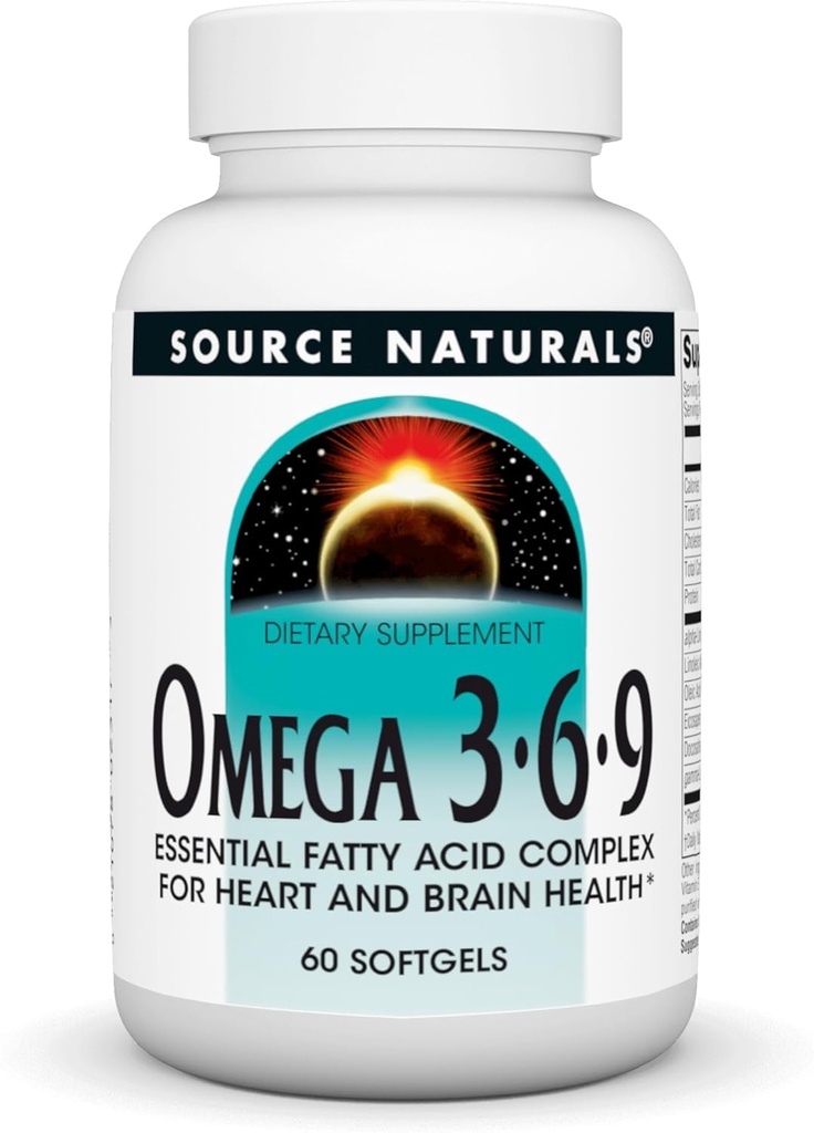 Source Naturals Omega 3-6-9, Essential Fatty Acid Complex for Heart and Brain Health* - 60 Softgels
