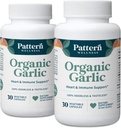 Pattern Wellness Odorless Organic Garlic - 1000mg - Supports Circulatory & Immune Health - Non-GMO, Gluten Free, Vegan - 60 Capsules