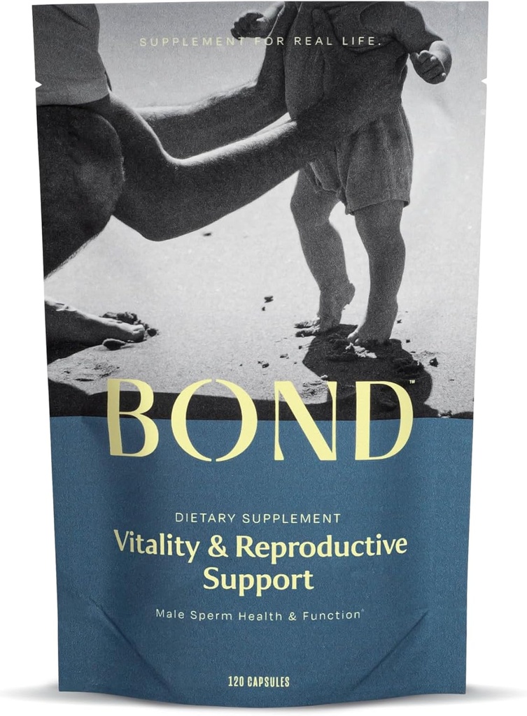 BOND Vitality - All-in-One Male Fertility Supplement - Conception for Him, Fertility Supplements for Men, Male Wellness Supplement - CoQ10, Vitamins B12, C, D, & E, Catalase, Selenium - 120 Capsules
