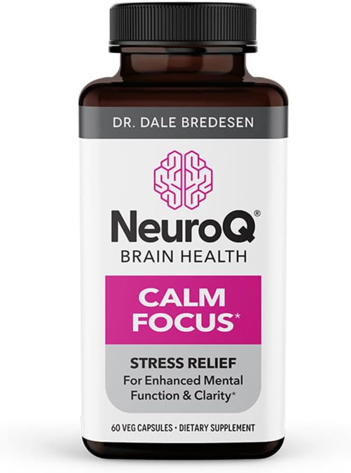LifeSeasons NeuroQ Calm Focus Capsules - Stress Relief Supplement - Supports Mental Function & Relaxation - Sensoril Ashwagandha, Magnesium, GABA, L-Theanine, Andean Cocoa & Kava Kava - 60 Capsules