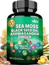 VEV Irish Sea Moss, Ashwagandha, Burdock, Black Seed Oil, Multi Minerals - 30+30Capsules
