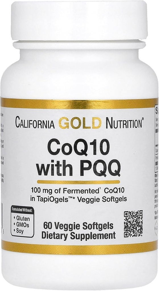 California Gold Nutrition CoQ10 with PQQ, Ubiquinone USP, Tapioca Veggie Softgel with Sunflower Lecithin, 100 mg, 60 Veggie Softgel
