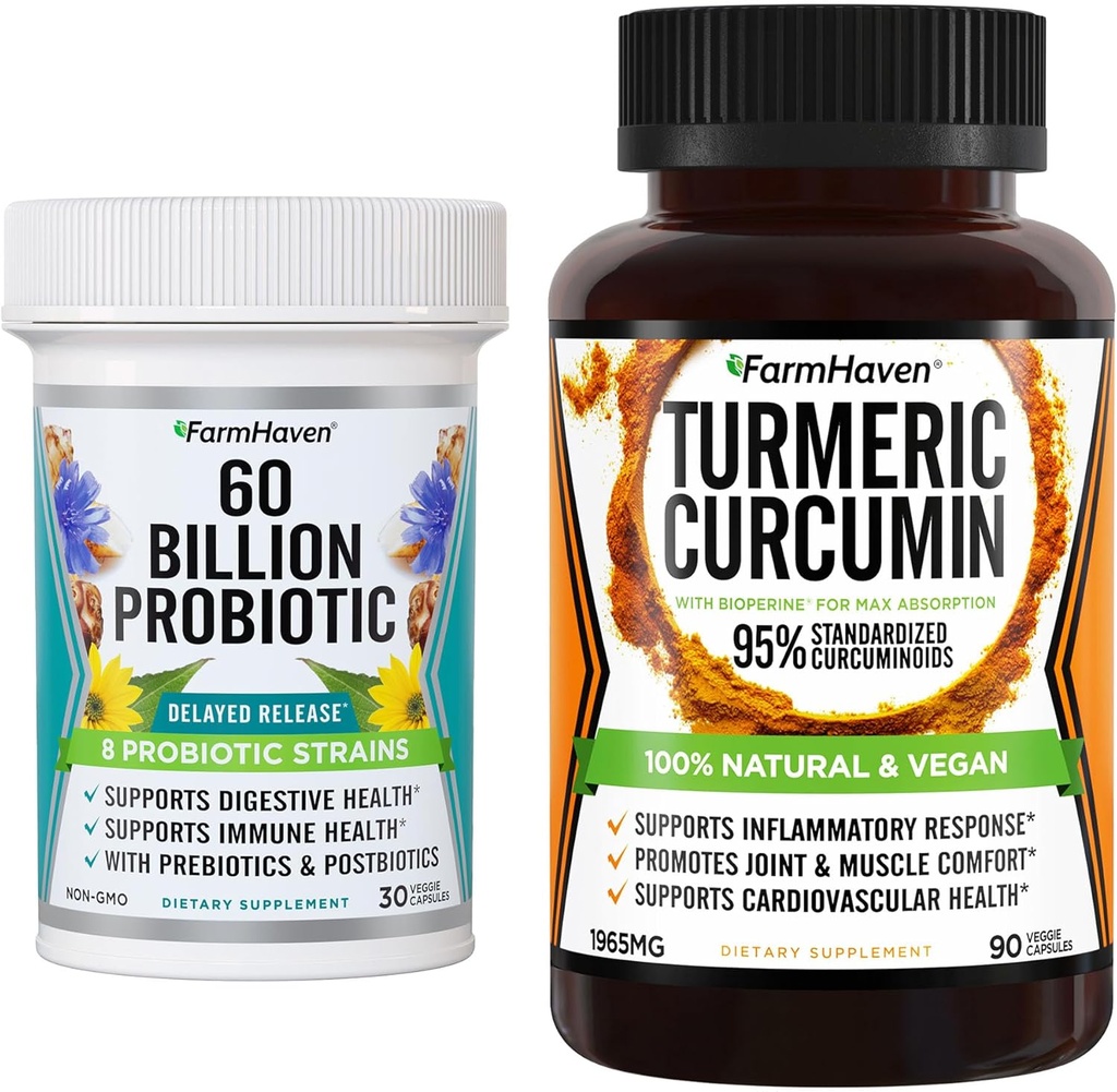FarmHaven Turmeric Curcumin with BioPerine Black Pepper and 60 Billion CFU Probiotic