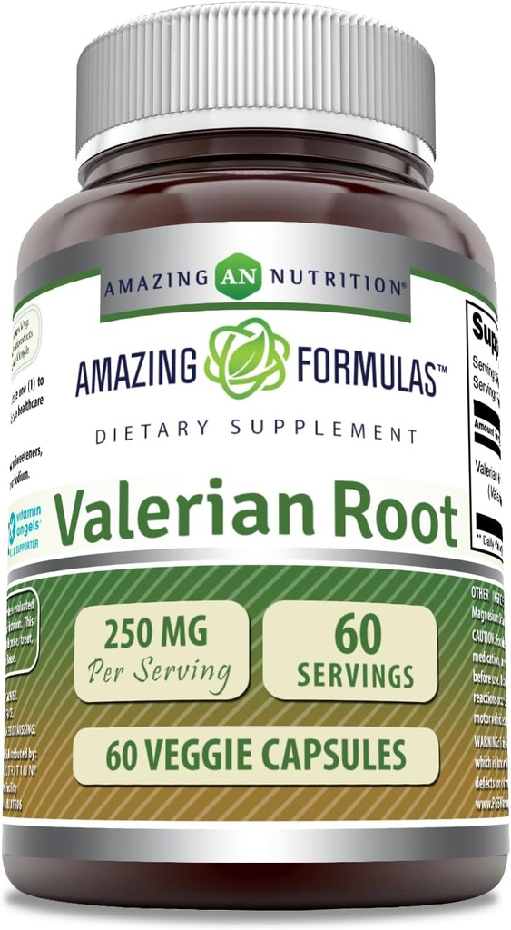 Amazing Formulas Valerian Root 4:1 Extract Supplement | 250 Mg | 1000 Mg Equivalent | 60 Veggie Capsules | Non-GMO | Gluten Free | Made in USA
