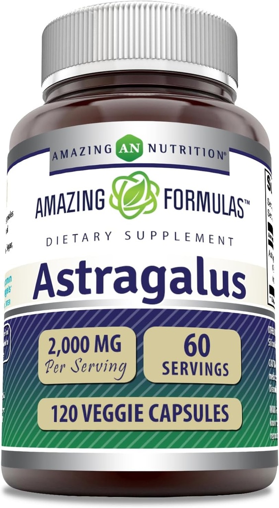 Amazing Formulas Astragalus (from Astragalus Membranaceus Plant Root) | 2000 Mg Supplement | Vegetarian Capsule | Non-GMO | Gluten-Free | Made in USA (1 Pack | 120 Count)