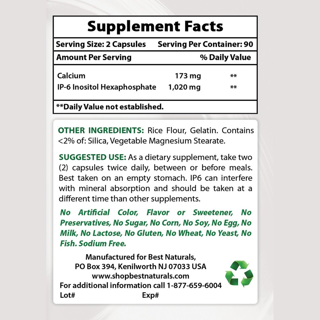 Best Naturals IP-6 510 mg & Vitamin K2 (MK7) with D3