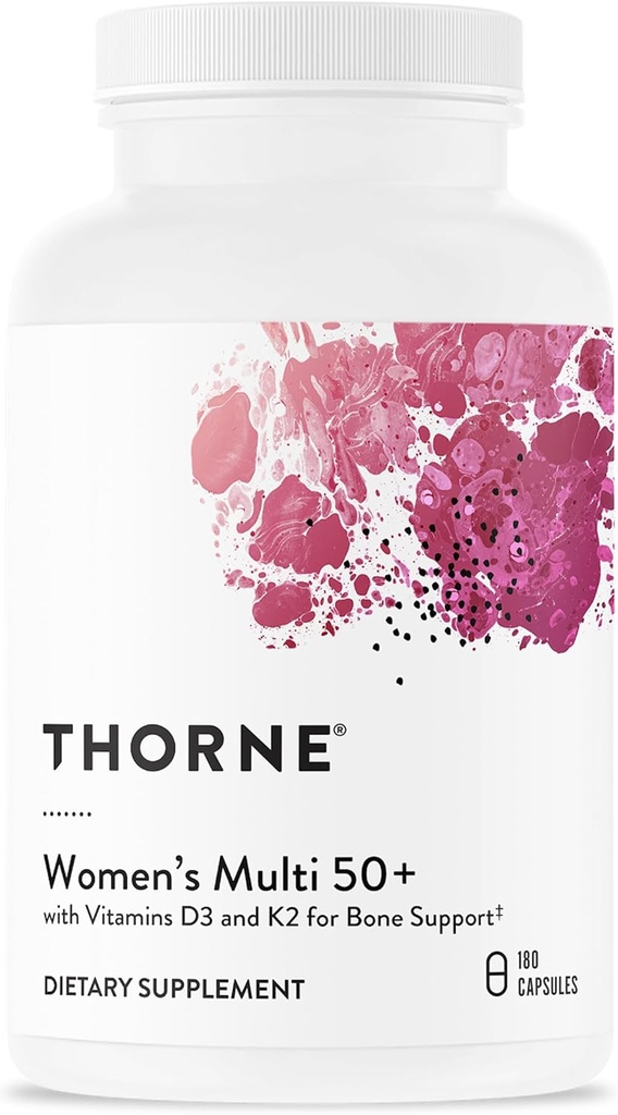 THORNE - Women's Multi 50+ - Comprehensive Daily Multivitamin with Vitamins A, B6, B12, C, D, E, K, Zinc & More - Support Heart, Brain, Bone & Immune Health* - 180 Capsules