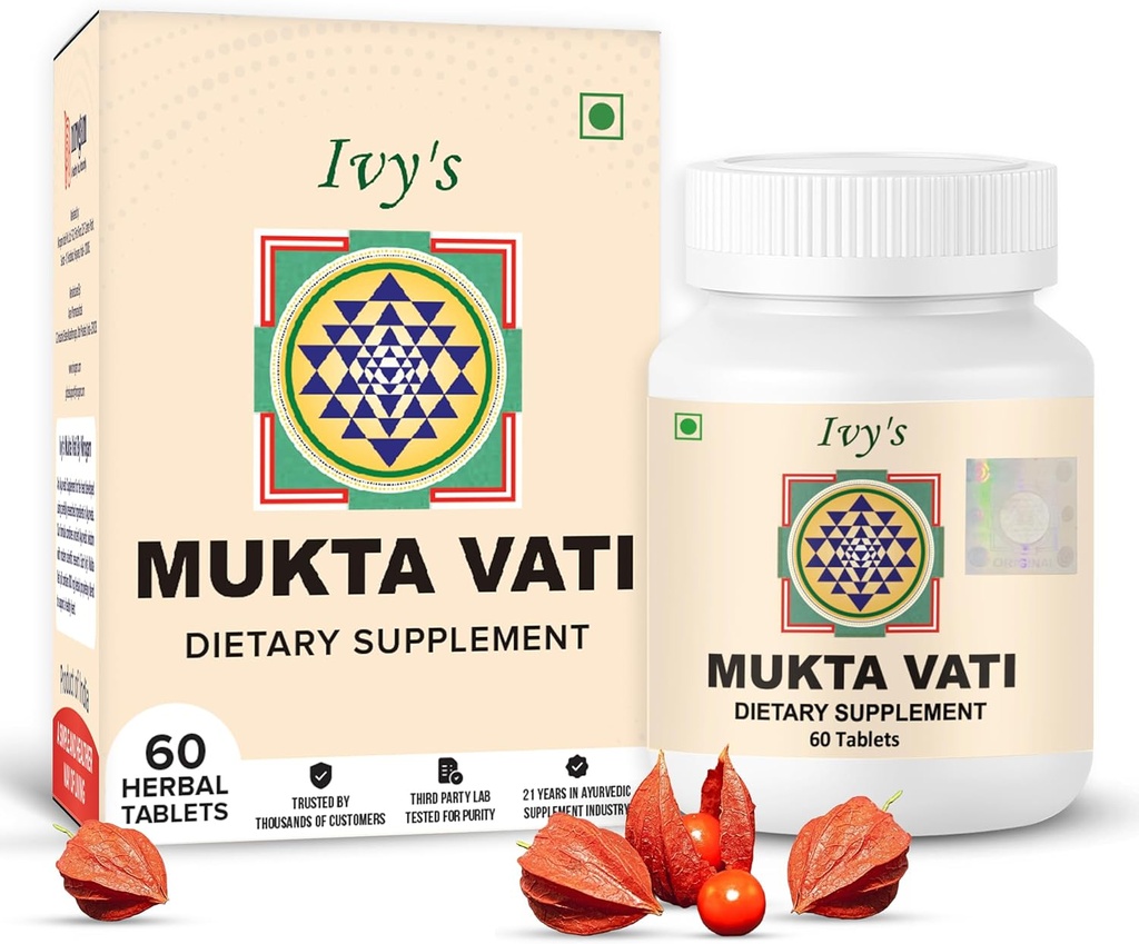 Ivy's Mukta Vati Natural Heart Care Supplement - For Blood Pressure, Good For Men and Women Healthy Heart And Blood Circulation, Natural 60 pills by Nirogam