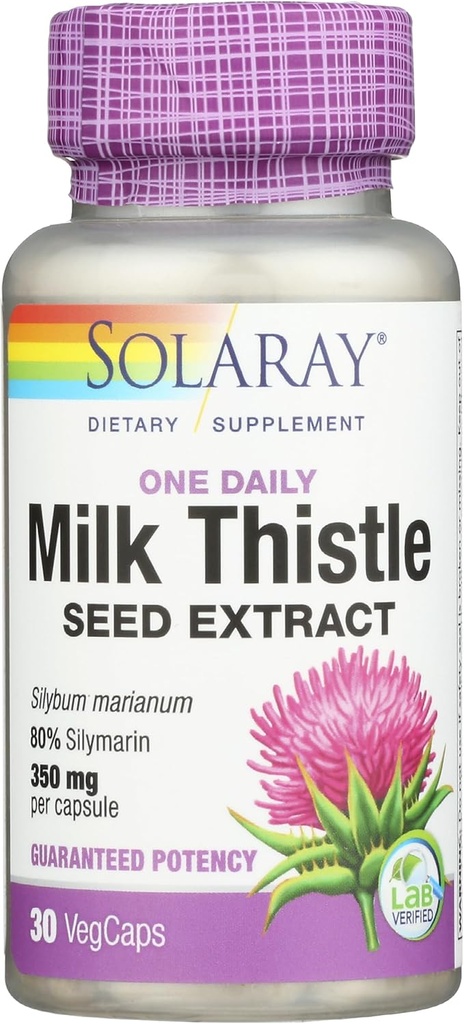 Solaray One Daily Milk Thistle, 30 Caps, 0.15 Bottle