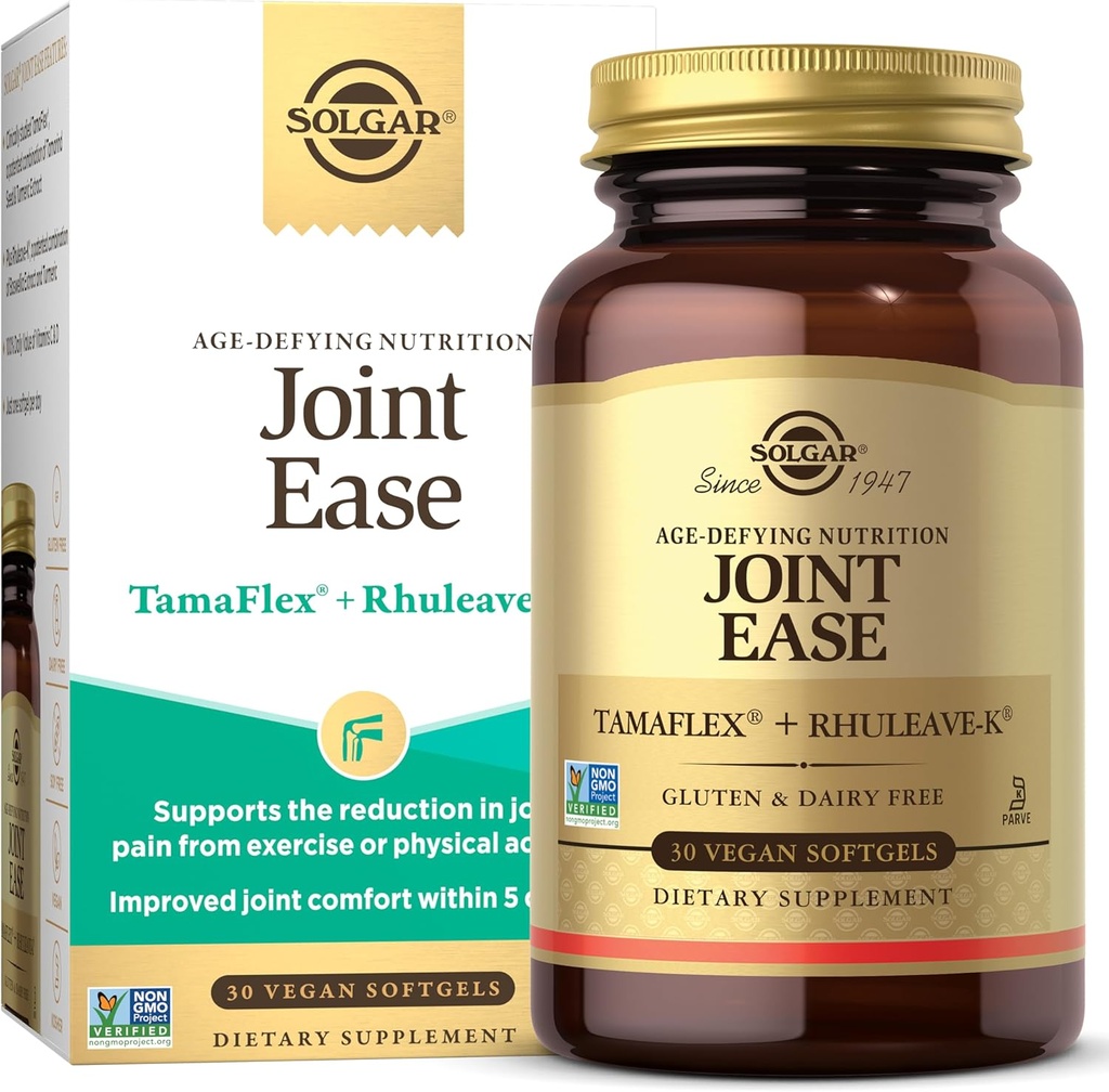 Solgar Joint Ease Supplement for Joint Health and Flexibility, Boswellia and Turmeric Extracts, Vitamins D and C, Vegan, Age-Defying Nutrition for Men and Women, Gluten-Free, 30 Servings