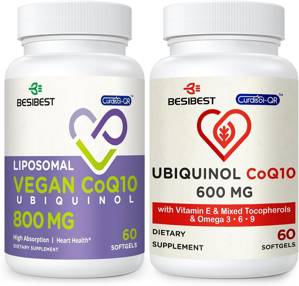 CoQ10 600mg 1PCS Bundle with 800mg Liposomal CoQ10 Ubiquinol Supplement 1PCS