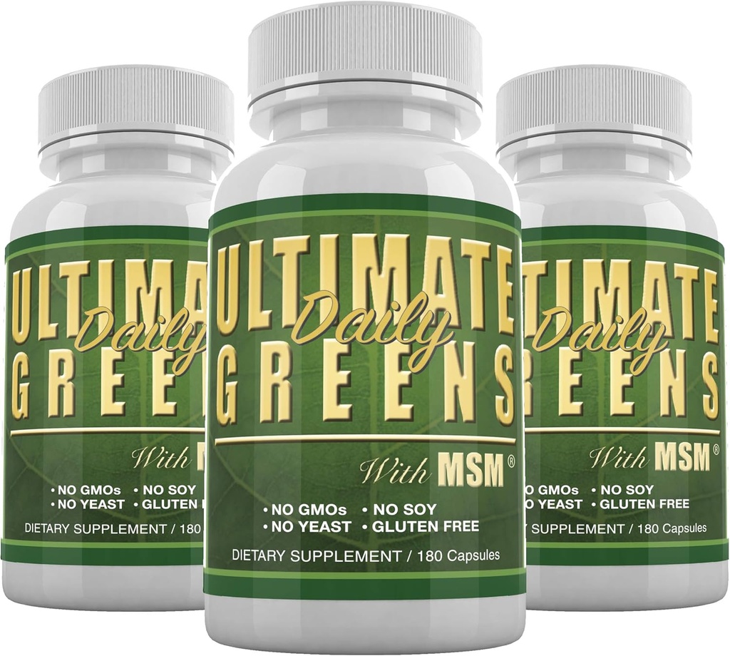 Daily Health, Ultimate Greens with MSM 1925 mg 540 Capsules Vegan Friendly No GMO Gluten or Soy