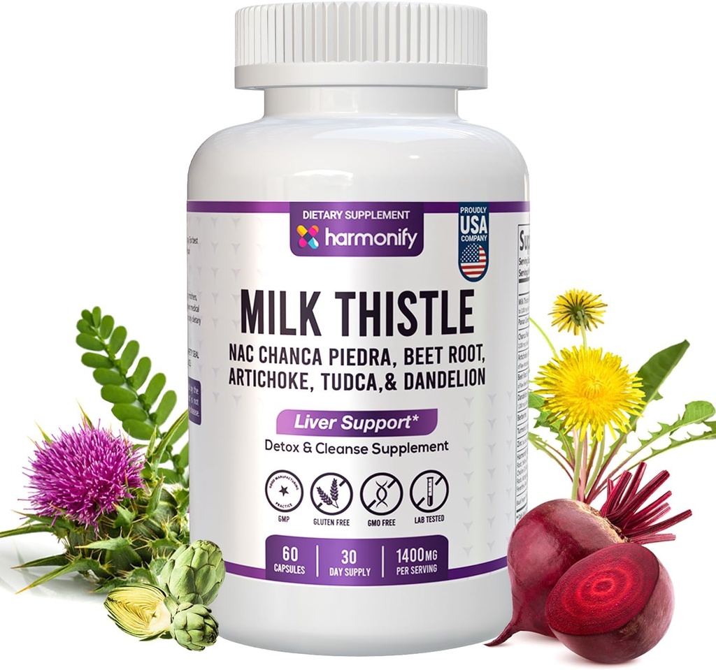 Milk Thistle Berberine Turmeric with Chanca Piedra, Detox & Cleanse & Repair Supplement, NAC, Beet Root, Artichoke, Dandelion Root, TUDCA Choline and Ginger, 30 Days Supply