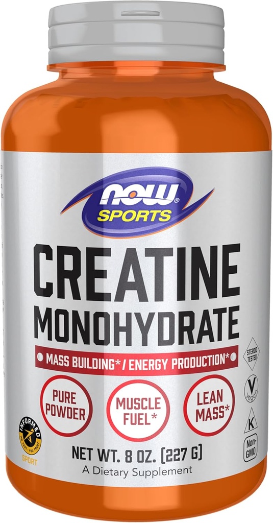 NOW Foods Sports Nutrition, Creatine Monohydrate Powder, Mass Building*/Energy Production*, 8-Ounce