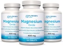 Magnesium 400mg [High Potency] Supplement – Magnesium Oxide for Immune Support, Muscle Recovery, Leg Cramps, Relaxation - 3 Pack | Total 360 Count