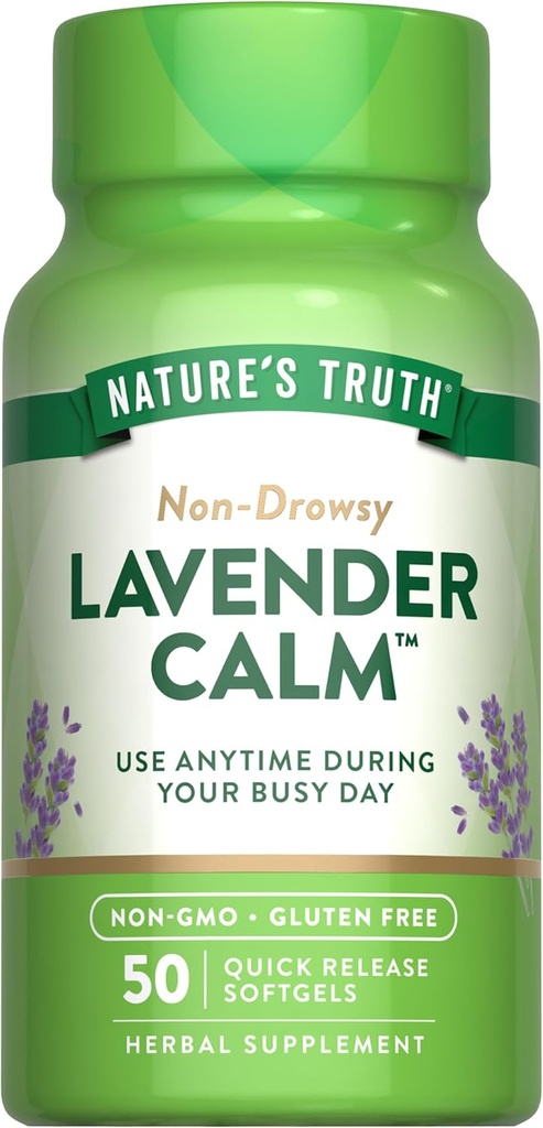 Nature's Truth Lavender Calm Softgels Oral Supplement | 50 Count | Non-Drowsy Herbal | Non-GMO & Gluten Free