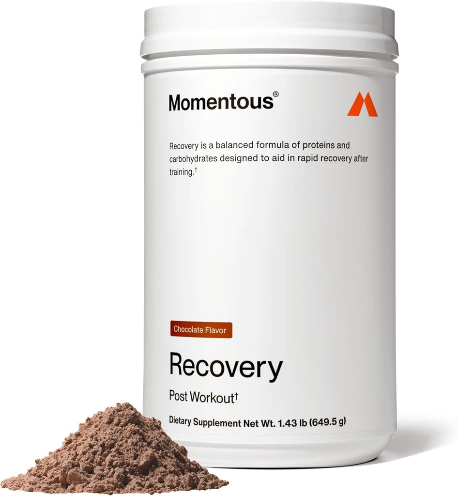 Momentous Recovery Grass-Fed Whey Protein Powder - 20 g Post-Workout Whey Isolate Protein - NSF Certified for Sport - Gluten-Free - 15 Servings - Chocolate - Package May Vary