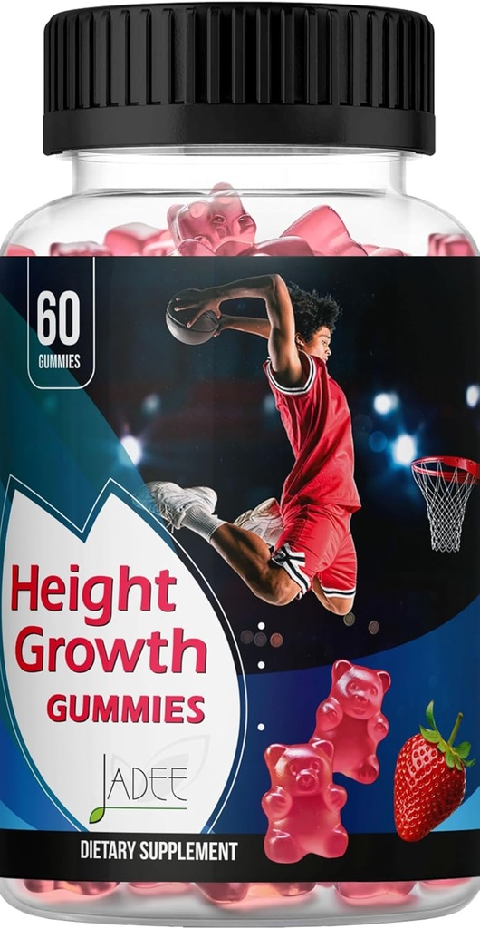 Jadee Height Growth Gummies for Teens & Kids Calcium 325mg, Teen Vitamins D3,K2,C, Magnesium, Ashwagandha, Zinc, L-Arginine - Bone Healthy Growth, Development & Strength - Height Increase & Immunity