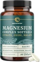 Triple Magnesium Softgels | Citrate, Malate, & Oxide | Highly Absorbable Magnesium Supplement for Digestion, Calm, Leg Cramps, & Sleep Support | 300mg Complex | Easy to Swallow Soft Gels | 60 Count