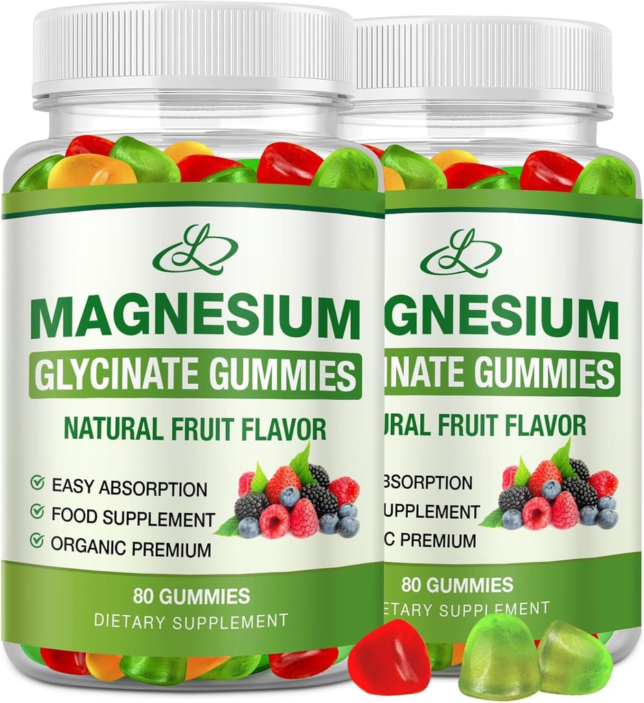 Magnesium Glycinate Gummies for Adults and Kids 600mg, High Absorption Potassium Magnesium Supplement for Sleep, Magnesium L-Threonate, 160 Count