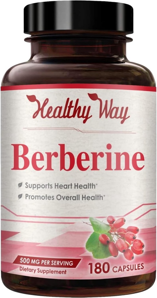High Strength Berberine Supplement 500mg - Once Daily Potent Berberine 500mg Antioxidant Quercetin Supplement for Heart Aging and Vitality Support - Vegan Friendly & Made in the USA (180 Servings)