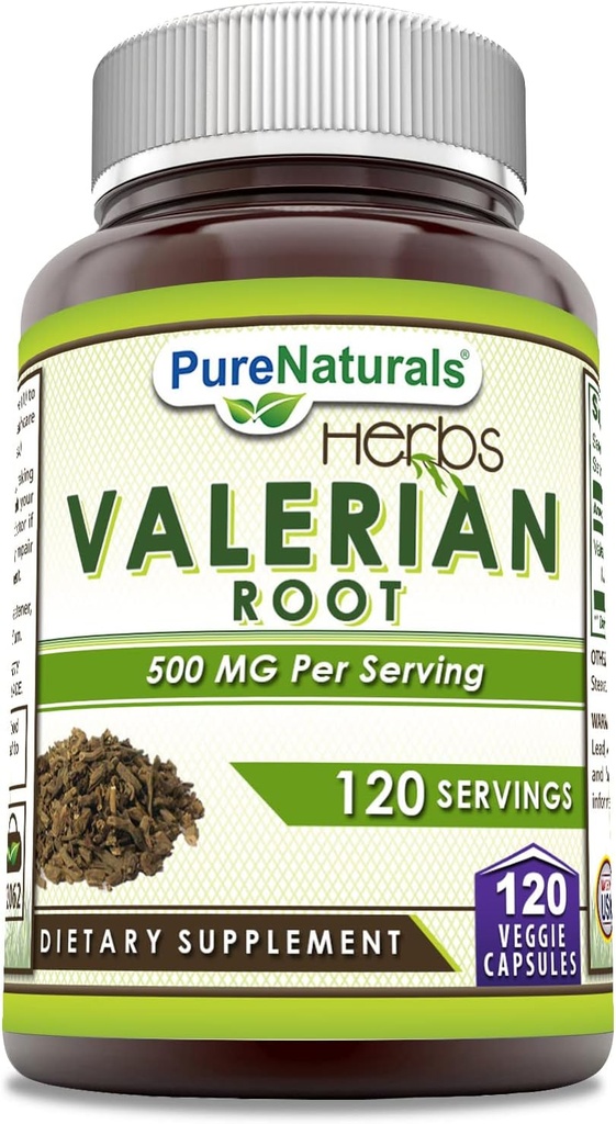 Pure Naturals Valerian Root Supplement | 500 Mg | Veggie Capsules | Non-GMO | Gluten Free | Made in USA (120 Count)
