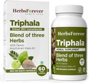 Herbsforever Triphala Capsules Extract Ratio (8:1) 40% Amla, Haritaki & Bibhitaki for Daily Detoxifying, Cleansing, & Rejuvenating 60 Vege Capsules