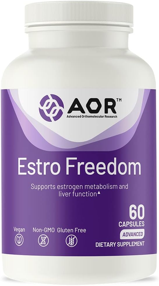 AOR, Estro Freedom, Vegan, Natural Supplement to Support Healthy Estrogen Balance and Healthy, Regular Menstruation, 60 Capsules (30 Servings)
