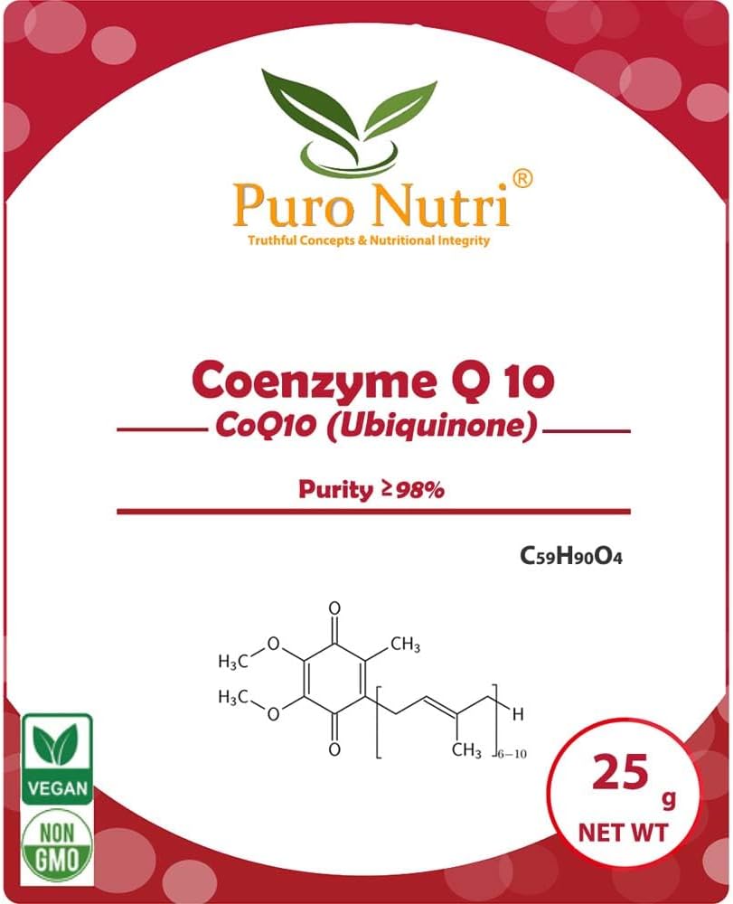 100% Natural Coenzyme Q10 Powder CoQ10 Ubiquinone Dietary Supplement Supports Energy Cardiovascular Health