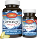 Carlson - Super Omega-3 Gems, 1200 mg Omega-3 Fatty Acids with EPA and DHA, Wild-Caught Norwegian Supplement, Sustainably Sourced Fish Oil Capsules, Omega 3 Supplements, 100+30 Softgels