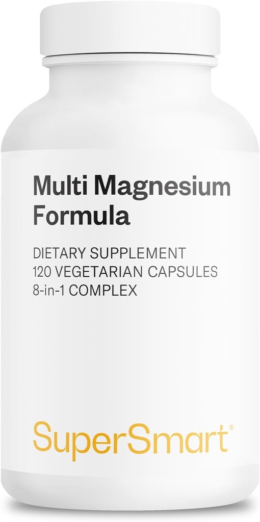 SuperSmart Multi Magnesium Formula (Previously Optimag) - Full Spectrum 8 Active Forms - Fight Magnesium Deficiency | Non-GMO & Gluten Free - 120 Vegetarian Capsules