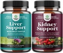 Bundle of Liver Cleanse Detox & Repair - Silymarin Milk Thistle Supplements with Dandelion Root, Choline, Beetroot & Artichoke Extract and Kidney Support with Uva Ursi, Stinging Nettle & Astragalus