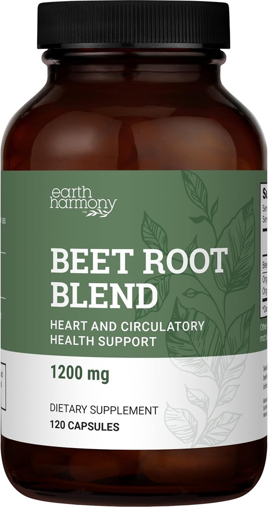 Organic Beet Root Capsules 1200 mg - Beet Root Powder & Juice Blend Supplement for Men and Women - 120 Capsules