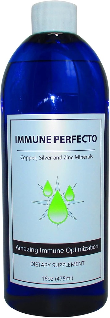 Immune Perfecto - Atomic Particle Trace Minerals of Colloidal Silver, Copper, and Zinc - Perfect on Demand Metabolic Support - 16 oz. (475 ml)…