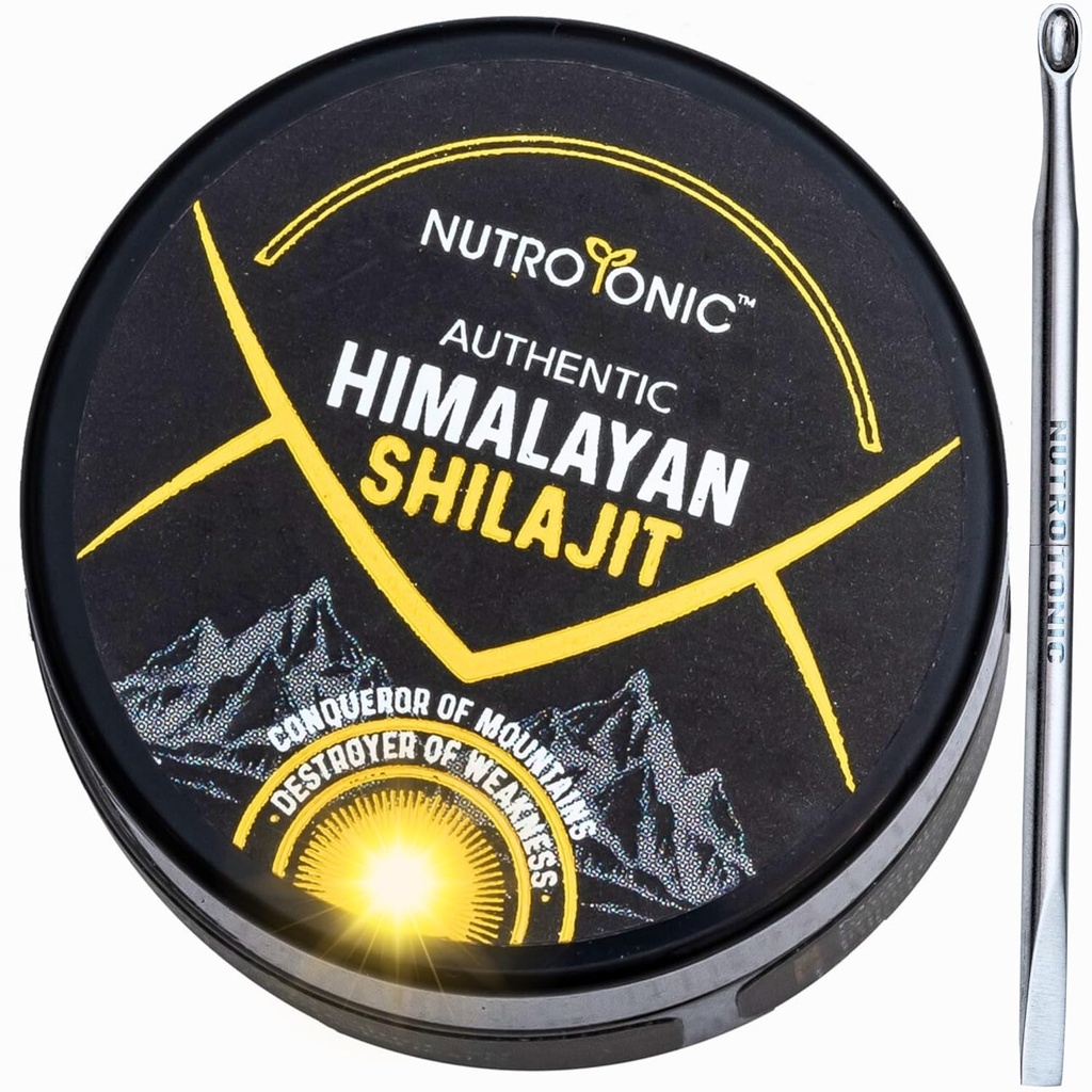 NutroTonic® Authentic Himalayan Shilajit Resin for Men & Women - Gold Grade 86% Fulvic Acid - Wild Crafted +17000 FT – 40x Nano Filtered & Sun Dried - 3rd Party Lab Tested - 5g Jar