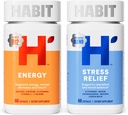 Habit Huge Mood Bundle - Energy (60 Capsules) + Stress Relief (60 Capsules) Supplements. Supports Alertness and Focus, Supports Relaxation & Mood Balance, Vegan, Non-GMO