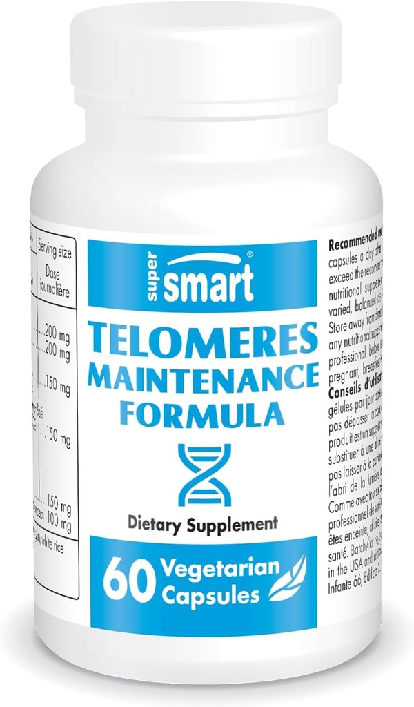Supersmart - Telomeres Maintenance Formula (High Potency) - with Polyphenols, Catechins, EGCG, D-Gamma-Tocotrienols - Telomeres Supplement | Non-GMO & Gluten Free - 60 Vegetarian Capsules