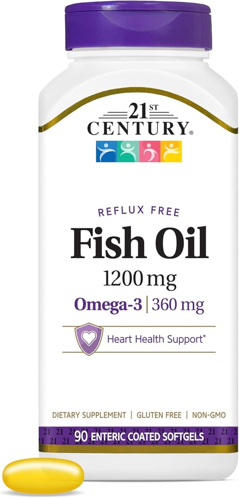 21st Century Fish Oil 1200 mg Enteric Coated Softgels, 90 Count