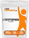BulkSupplements.com L-Tryptophan Powder - Tryptophan Supplement, Amino Acid Supplement - Gluten Free, 500mg per Serving, 50g (1.8 oz) (Pack of 1)