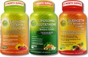 Immune & Antioxidant Support Bundle - Liposomal Glutathione 500mg Supplement + Quercetin 500mg with Bromelain, Zinc, Vitamin C & Organic Whole Foods + Liposomal Vitamin C 1100mg Liquid Gel