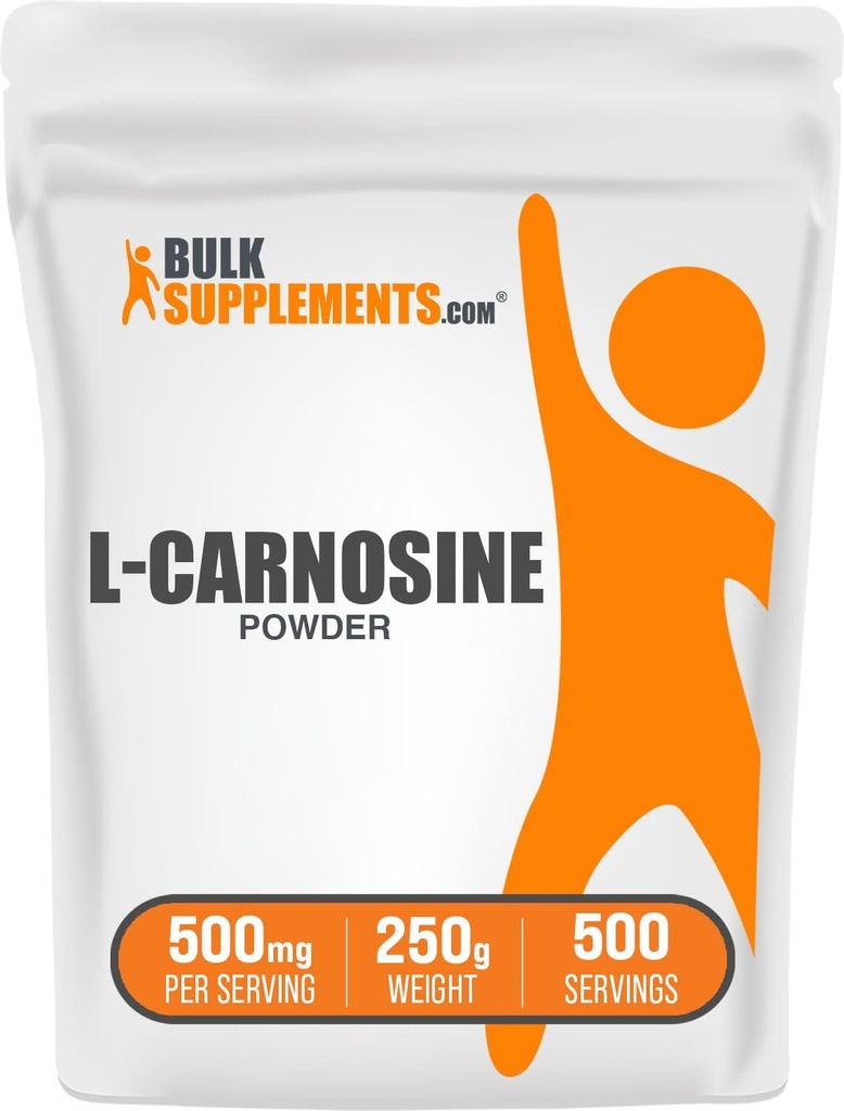 BulkSupplements.com L-Carnosine Powder - Carnosine Supplement, Carnosine 500mg - Amino Acid Supplement, Gluten Free, 500mg per Serving, 250g (8.8 oz) (Pack of 1)